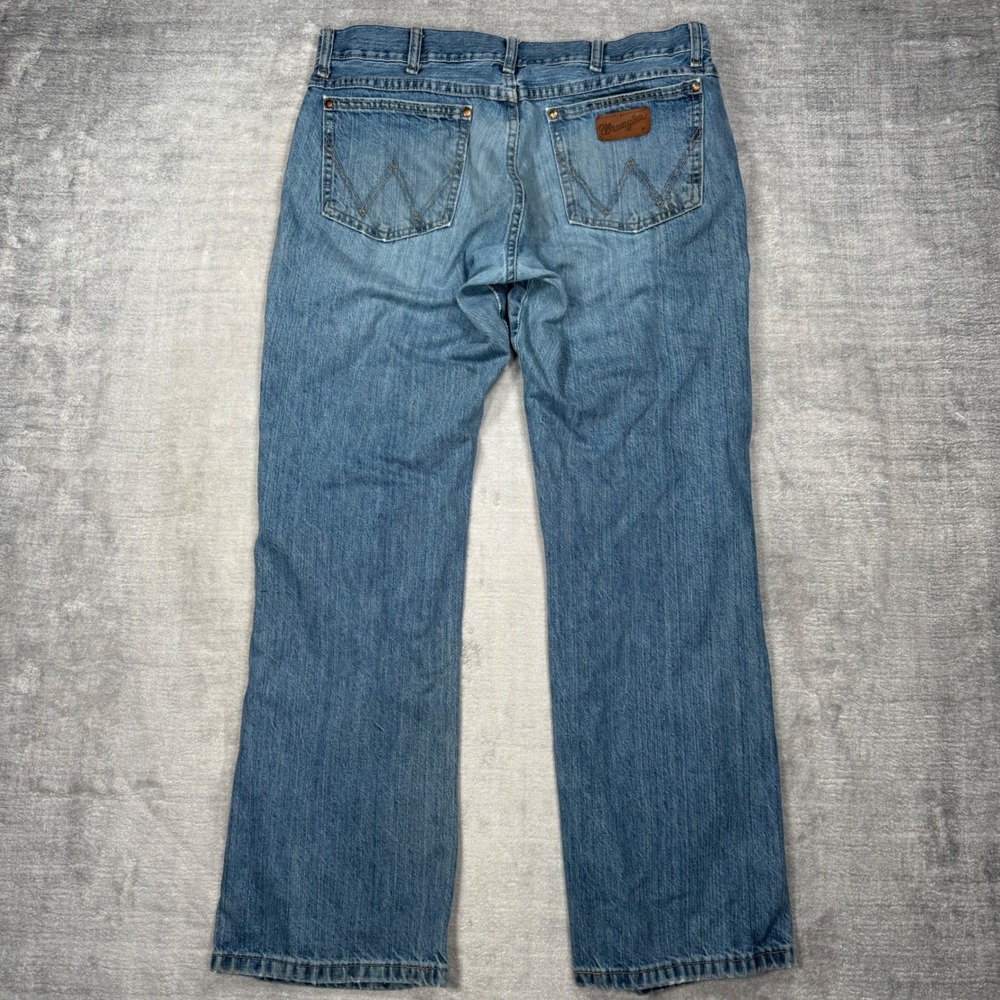 Wrangler Retro Jeans Mens 35x30 Blue Denim Slim Boot 77MWZWO Western Cowboy